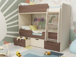 Кровать двухъярусная Малыш двойняшка дуб молочный-бодега в Когалыме - kogalym.magazinmebel.ru | фото